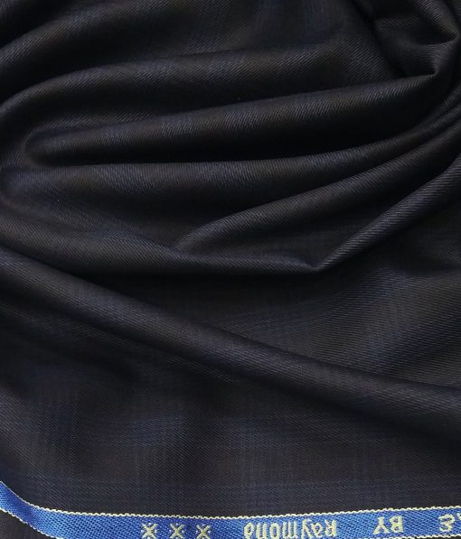 Raymond Dark Navy Blue Checks Poly Viscose Unstitched Fabric (1.25 Mtr) For Trouser, Blazer or Suit - Image 2