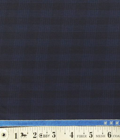 Raymond Dark Navy Blue Checks Poly Viscose Unstitched Fabric (1.25 Mtr) For Trouser, Blazer or Suit - Image 3