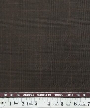 Raymond Dark Brown Self Checks 10% Merino Wool Unstitched Fabric (1.25 Mtr) For Trouser