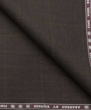 Raymond Dark Brown Self Checks 10% Merino Wool Unstitched Fabric (1.25 Mtr) For Trouser