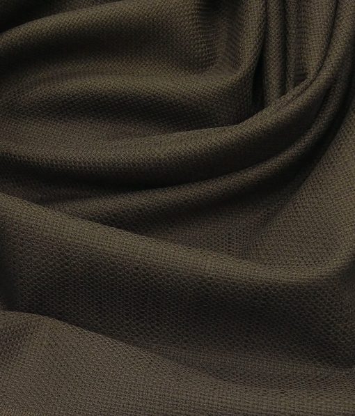 True Value Dark Brown 100% Cotton Jute Weave Trouser Fabric (Unstitched - 1.30 Mtr)