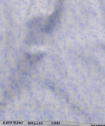 Raymond Light Blue 100% Cotton Floral Leaf Jacquard Shirt Fabric (1.60 M)