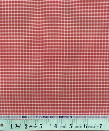 Raymond Red & White 100% Premium Cotton Checks Shirt Fabric (1.60 M)