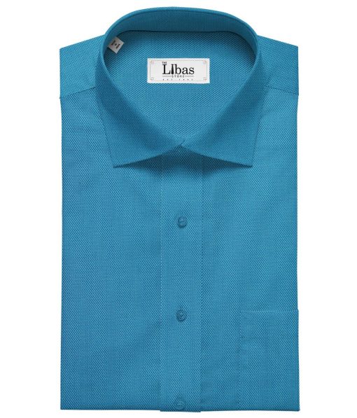 Raymond Cerulean Blue 100% Premium Cotton Structured Shirt Fabric (1.60 M)