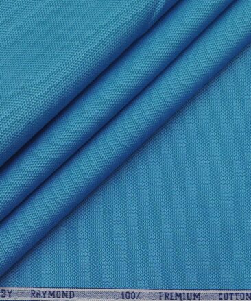 Raymond Cerulean Blue 100% Premium Cotton Structured Shirt Fabric (1.60 M)