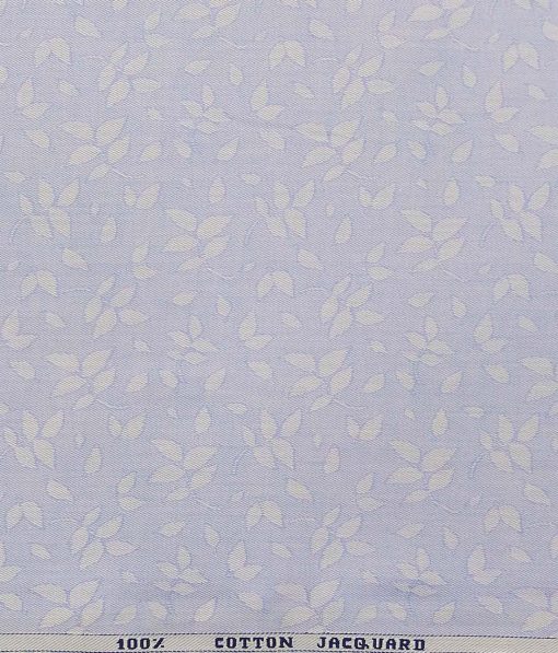 Raymond Light Blue 100% Cotton Floral Jacquard Shirt Fabric (1.60 M)