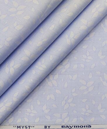 Raymond Light Blue 100% Cotton Floral Jacquard Shirt Fabric (1.60 M)