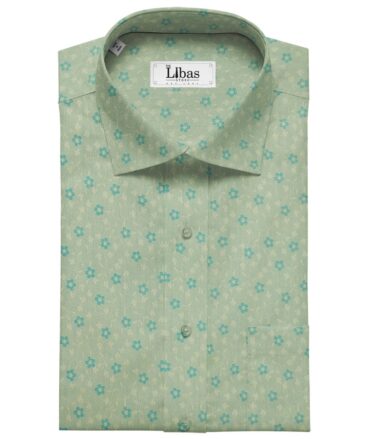 Raymond Light Green 100% Cotton Floral Jacquard Shirt Fabric (1.60 M)