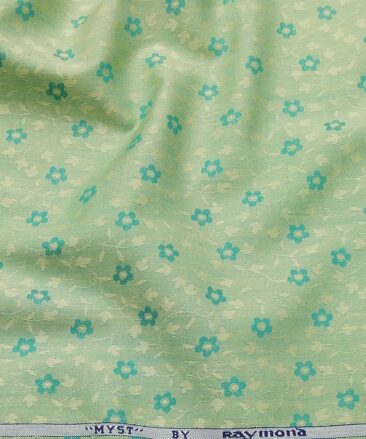 Raymond Light Green 100% Cotton Floral Jacquard Shirt Fabric (1.60 M)