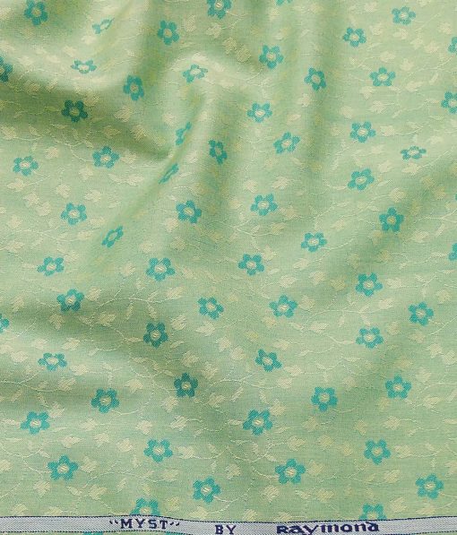 Raymond Light Green 100% Cotton Floral Jacquard Shirt Fabric (1.60 M)