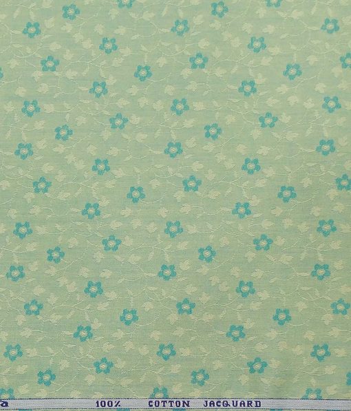 Raymond Light Green 100% Cotton Floral Jacquard Shirt Fabric (1.60 M)