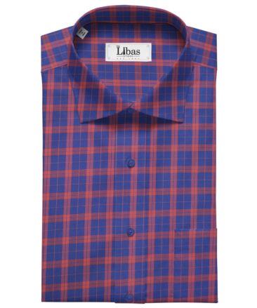 Giza House by Soktas Red & Blue 100% Egyptian Giza Cotton Burberry Checks Shirt Fabric (1.60 M)