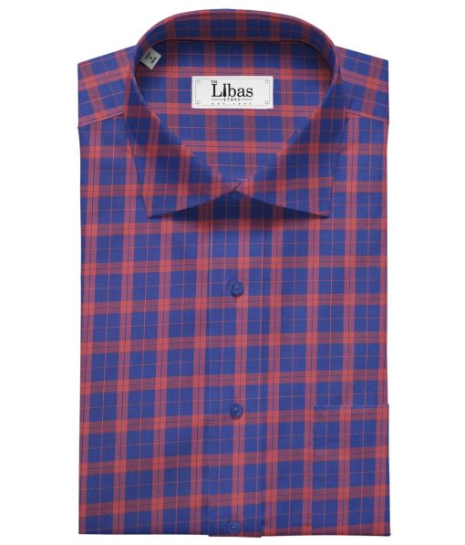 Giza House by Soktas Red & Blue 100% Egyptian Giza Cotton Burberry Checks Shirt Fabric (1.60 M)