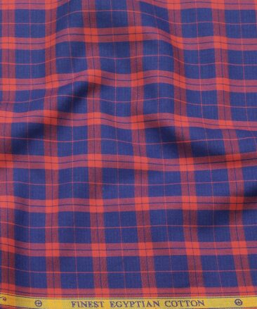 Giza House by Soktas Red & Blue 100% Egyptian Giza Cotton Burberry Checks Shirt Fabric (1.60 M)