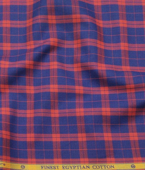 Giza House by Soktas Red & Blue 100% Egyptian Giza Cotton Burberry Checks Shirt Fabric (1.60 M)