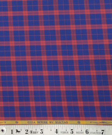 Giza House by Soktas Red & Blue 100% Egyptian Giza Cotton Burberry Checks Shirt Fabric (1.60 M)