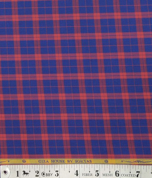 Giza House by Soktas Red & Blue 100% Egyptian Giza Cotton Burberry Checks Shirt Fabric (1.60 M)