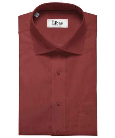 Solino 100% Premium Cotton Maroon Red Solid Satin Shirt Fabric (1.60 M)