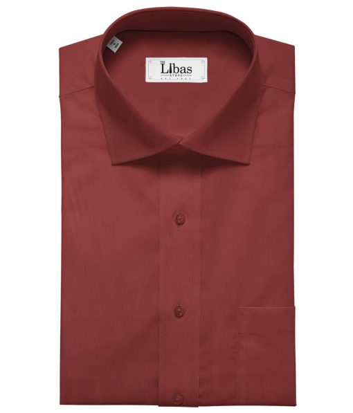 Solino 100% Premium Cotton Maroon Red Solid Satin Shirt Fabric (1.60 M)