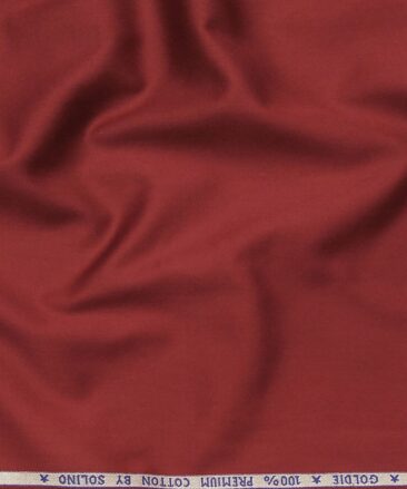 Solino 100% Premium Cotton Maroon Red Solid Satin Shirt Fabric (1.60 M)