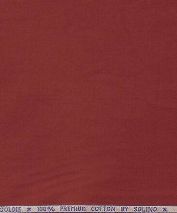 Solino 100% Premium Cotton Maroon Red Solid Satin Shirt Fabric (1.60 M)