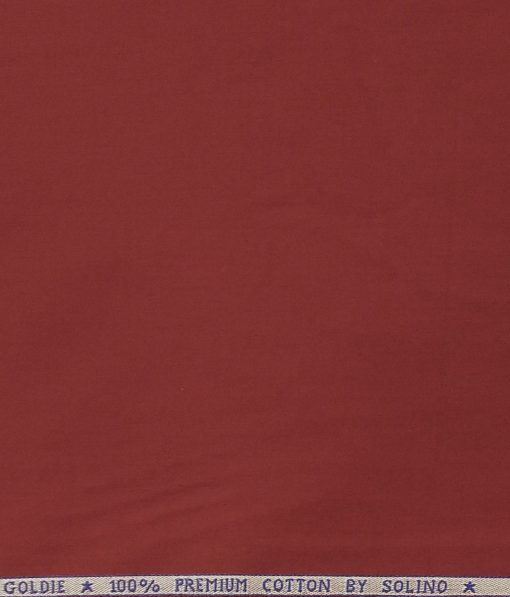 Solino 100% Premium Cotton Maroon Red Solid Satin Shirt Fabric (1.60 M)