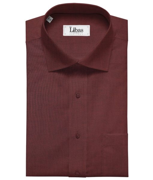 Solino 100% Giza Cotton Dark Maroon Red Solid Pin Point Oxford Shirt Fabric (1.60 M)