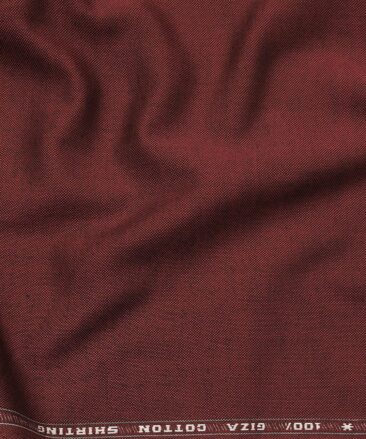 Solino 100% Giza Cotton Dark Maroon Red Solid Pin Point Oxford Shirt Fabric (1.60 M)