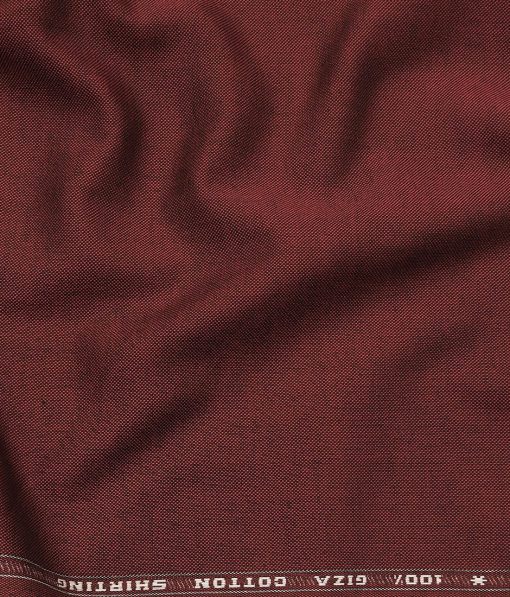 Solino 100% Giza Cotton Dark Maroon Red Solid Pin Point Oxford Shirt Fabric (1.60 M)