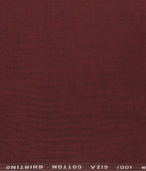 Solino 100% Giza Cotton Dark Maroon Red Solid Pin Point Oxford Shirt Fabric (1.60 M)