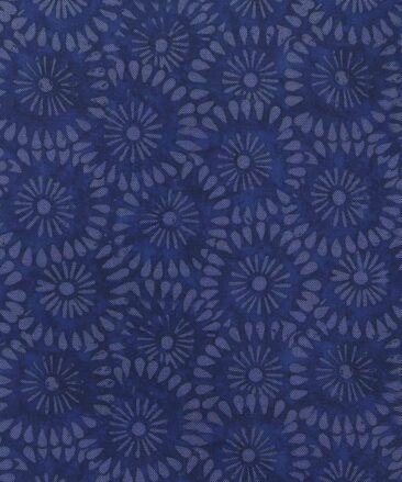 Absoluto Dark Blue Floral Printed Unstitched Terry Rayon Bandhgala or Blazer Fabric