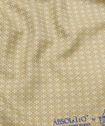 Absoluto Creamish & Beige Jacquard Unstitched Terry Rayon Bandhgala or Blazer Fabric