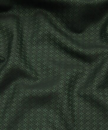 Absoluto Dark Green Jacquard Unstitched Terry Rayon Bandhgala or Blazer Fabric