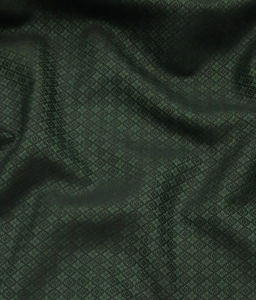 Absoluto Dark Green Jacquard Unstitched Terry Rayon Bandhgala or Blazer Fabric