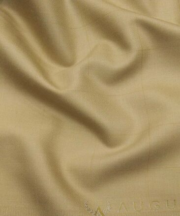 Augustus Oat Beige Self Checks Unstitched Terry Rayon Suiting Fabric