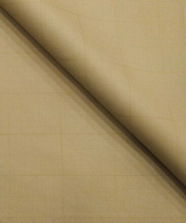 Augustus Oat Beige Self Checks Unstitched Terry Rayon Suiting Fabric