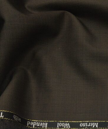 Cadini Italy by Siyaram's 60% Merino Wool Super 140's Dark Brown Structured Unstitched Exotic Suit Fabric (3.25 Meter)