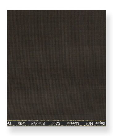 Cadini Italy by Siyaram's 60% Merino Wool Super 140's Dark Brown Structured Unstitched Exotic Suit Fabric (3.25 Meter)