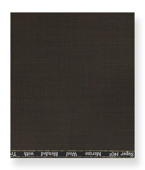 Cadini Italy by Siyaram's 60% Merino Wool Super 140's Dark Brown Structured Unstitched Exotic Suit Fabric (3.25 Meter)