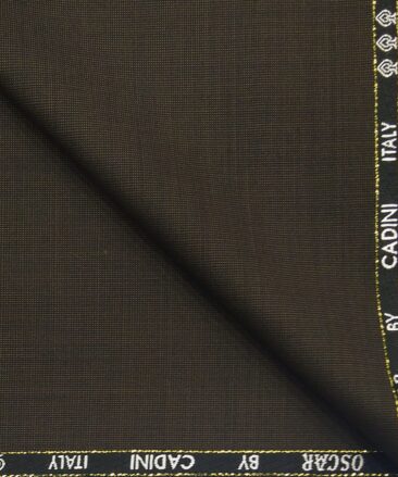 Cadini Italy by Siyaram's 60% Merino Wool Super 140's Dark Brown Structured Unstitched Exotic Suit Fabric (3.25 Meter)