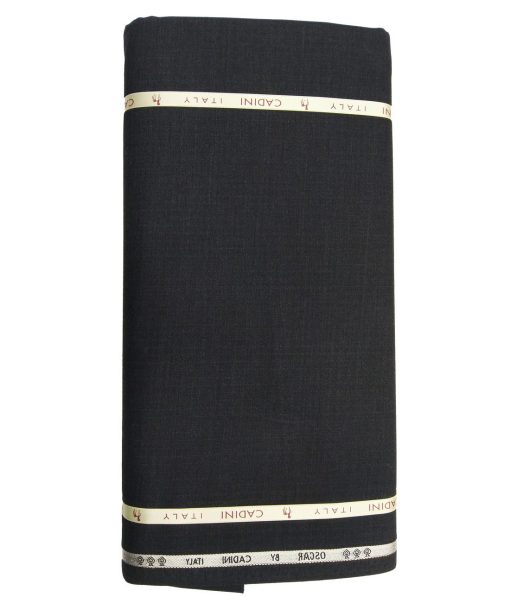 Cadini Italy by Siyaram's 60% Merino Wool Super 140's Dark Grey Self Striped Unstitched Exotic Suit Fabric (3.25 Meter)