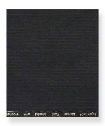 Cadini Italy by Siyaram's 60% Merino Wool Super 140's Dark Grey Self Striped Unstitched Exotic Suit Fabric (3.25 Meter)