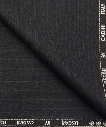 Cadini Italy by Siyaram's 60% Merino Wool Super 140's Dark Grey Self Striped Unstitched Exotic Suit Fabric (3.25 Meter)