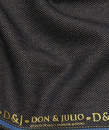 Don & Julio Blackish Grey Dotted Structure Unstitched Terry Rayon Thick Suiting Fabric