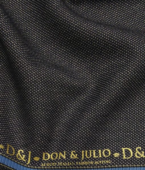 Don & Julio Blackish Grey Dotted Structure Unstitched Terry Rayon Thick Suiting Fabric