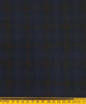 Don & Julio Dark Blue & Brown Checks Unstitched Terry Rayon Suiting Fabric