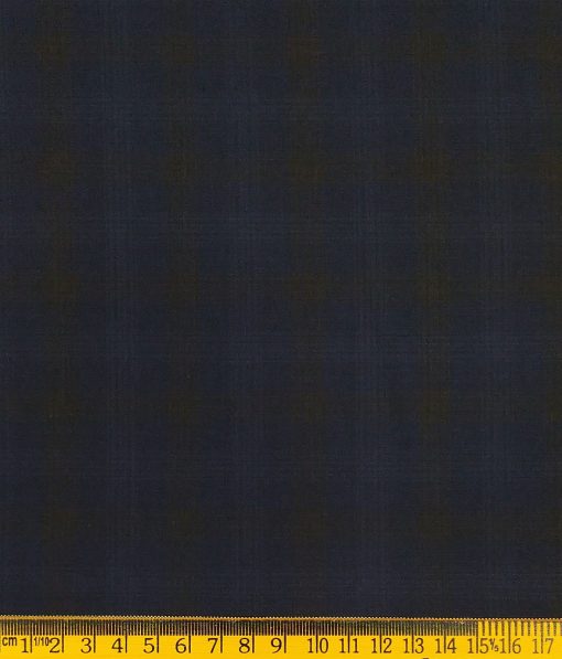 Don & Julio Dark Blue & Brown Checks Unstitched Terry Rayon Suiting Fabric