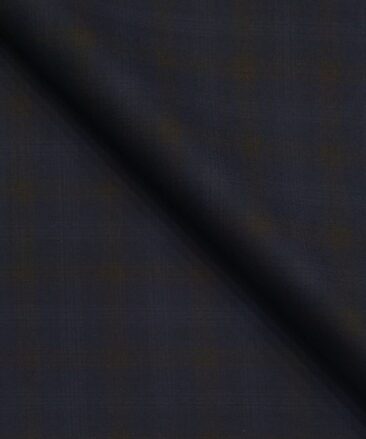 Don & Julio Dark Blue & Brown Checks Unstitched Terry Rayon Suiting Fabric