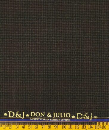 Don & Julio Dark Brown Self Design Unstitched Terry Rayon Suiting Fabric