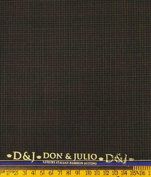 Don & Julio Dark Brown Self Design Unstitched Terry Rayon Suiting Fabric